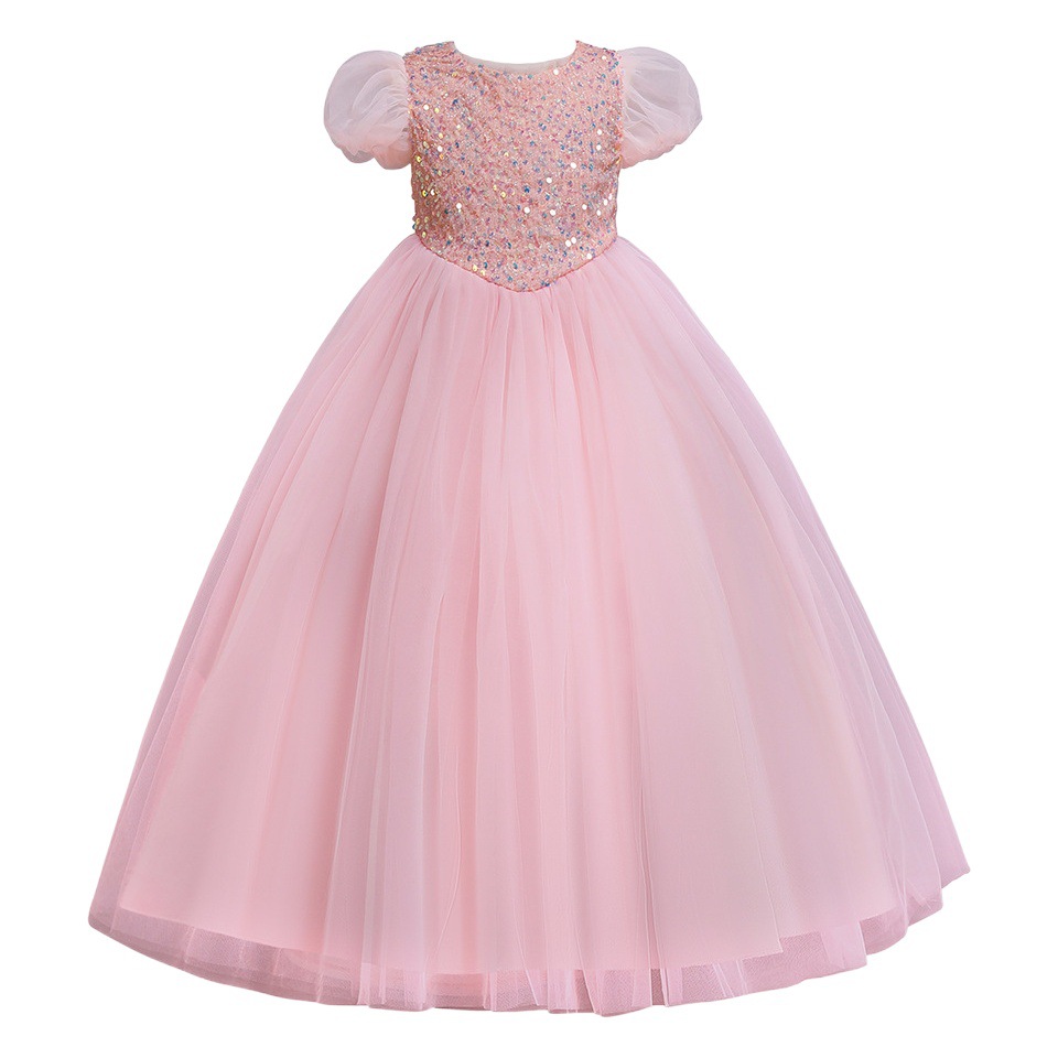Autumn 2021 New Girl Princess Children's Dress Color Mesh Piano Costsize Baby's Birthday Show