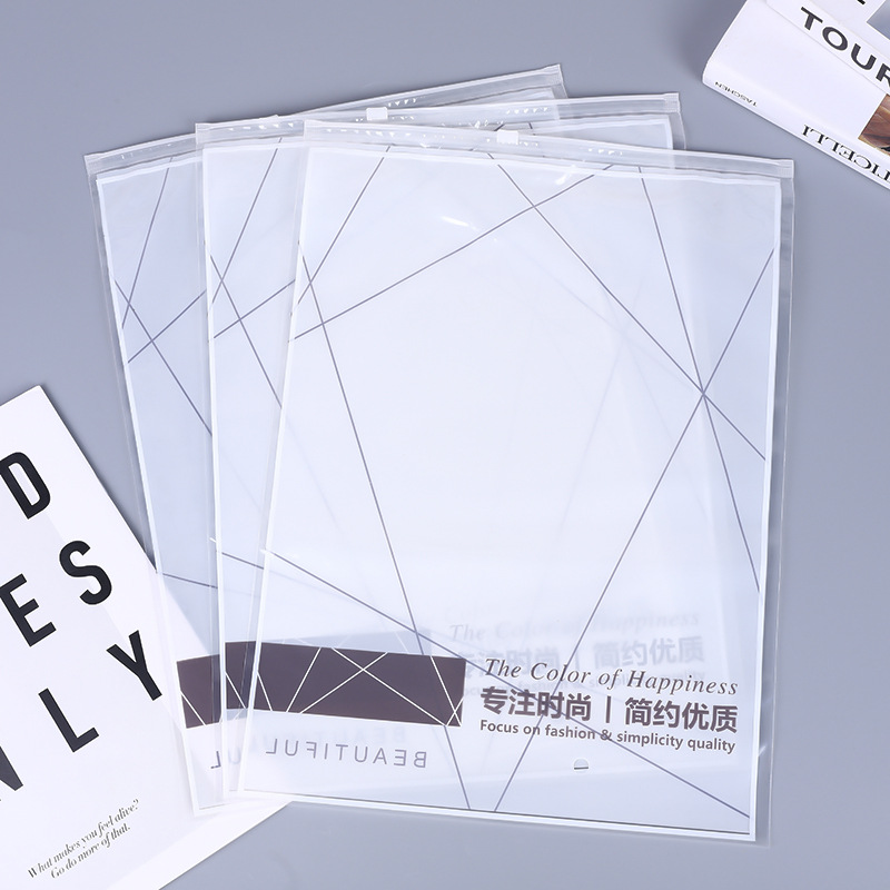 Clothing zipper bag short sleeve T-shirt underwear fleece-lined pants storage bag gray and white sealed CPE transparent plastic bag