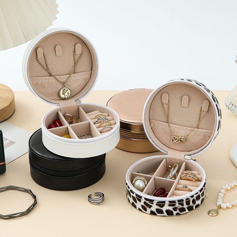 Round Cross-Pattern Jewelry Storage Box, Simple, Fresh, Portable Jewelry Packaging Box, Cross-Border Jewelry Box in Stock
