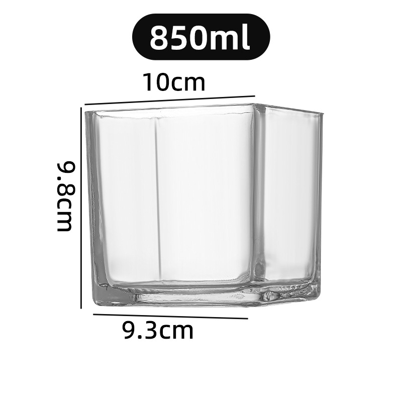 Picture of Wholesale glass aromatherapy candle cup square square cylinder transparent candle holder ornaments flower arrangement hydroponic vase large small size fish tank