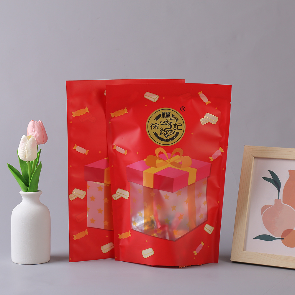 Factory custom nougat packaging bag candied candy bag custom frosted transparent self-sealing self-standing zipper bag
