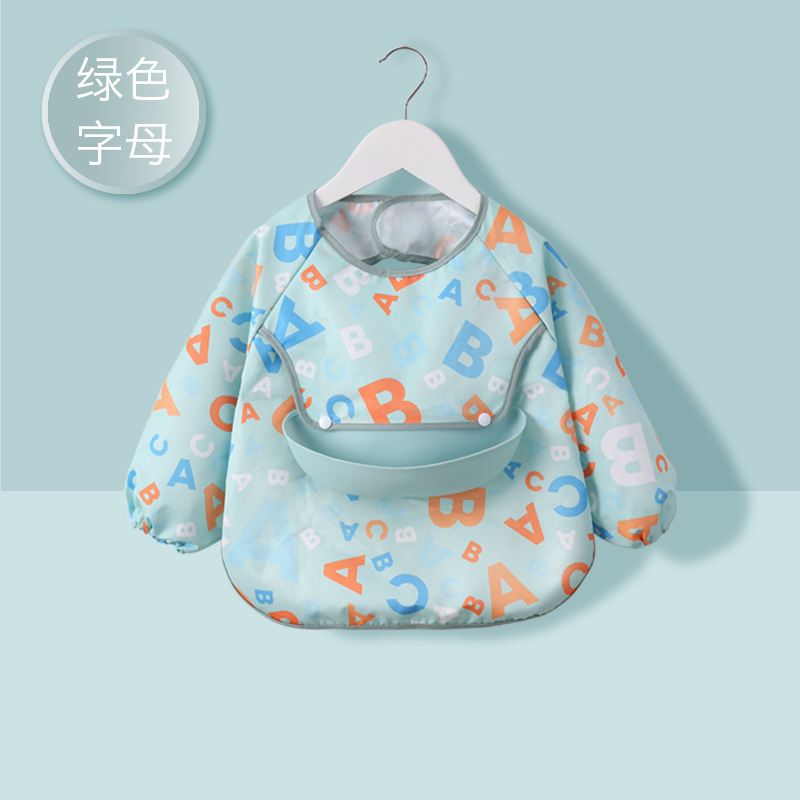 Picture of Children's Bib Set for Eating, Waterproof Dirty Smock, Baby Bellyband, Long-Sleeved Apron, Thin Autumn and Winter Baby Supplies