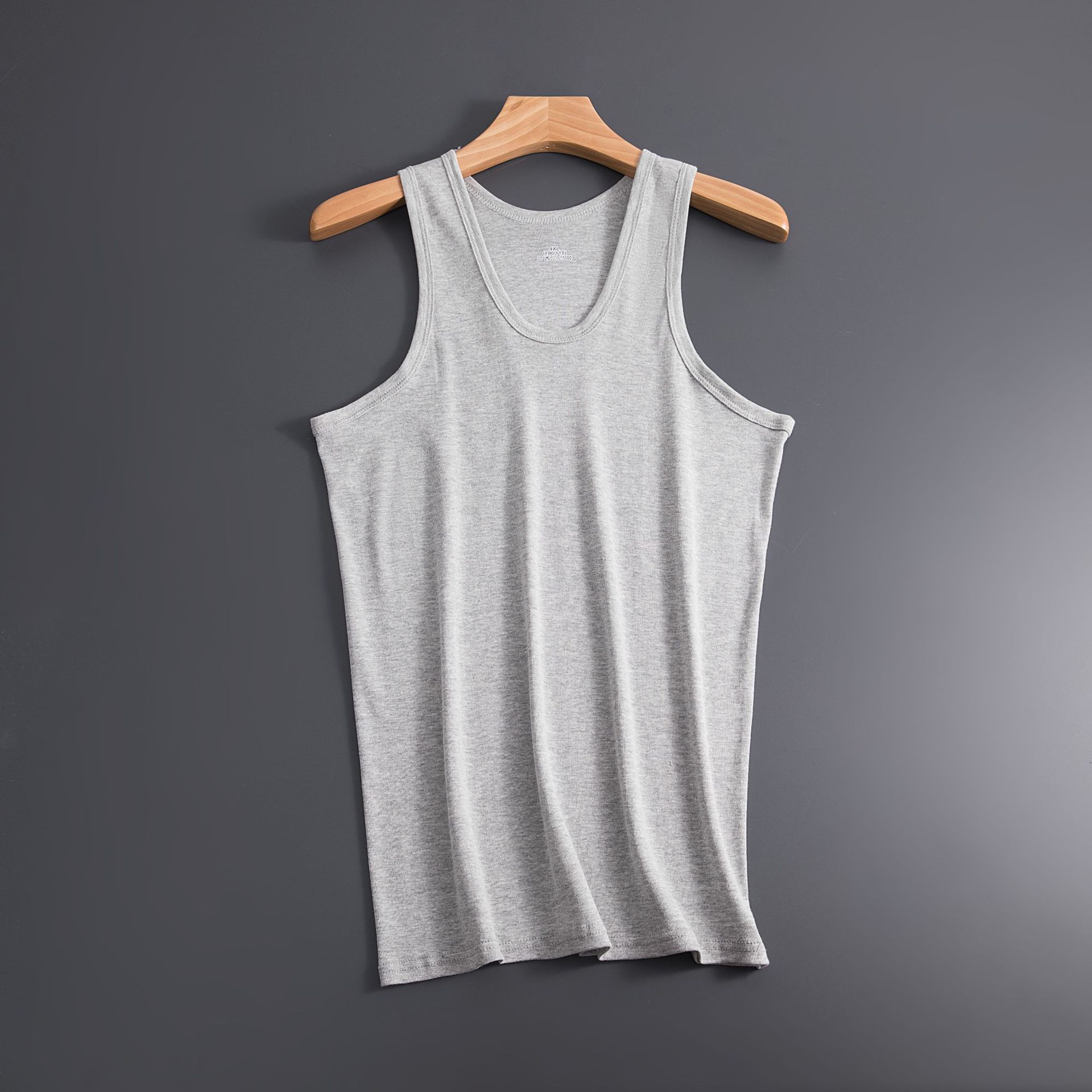 Picture of 100% Pure Cotton Summer Men's Vest Youth Tight-Fit Elastic Base Sport Slim-Fit Sling Sweatshirt Solid Color New Style