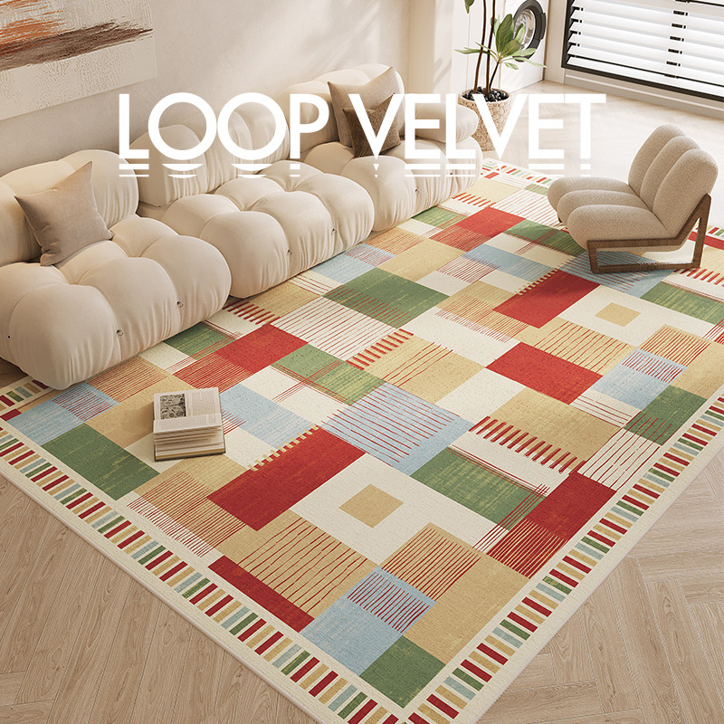 American Style Waterproof and Anti-Stain Carpet Living Room Retro Light Luxury High-Level Household Erasable and Wash-Free Bedroom Floor Mat