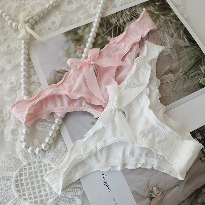 A431 T-String Cotton Girl Dream Fairy Cute Cut Out Bow Combed Cotton Women's Underwear Sexy and Pure