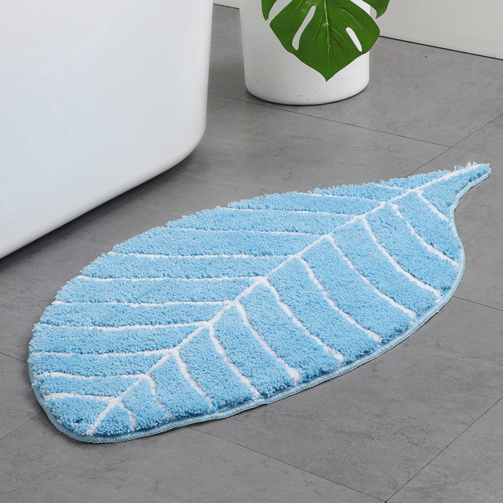 Color Flocking Leaf Carpet Tufting Household Non-Slip Absorbent Toilet Dirt-Resistant Door Mat Dirt-Resistant Joker