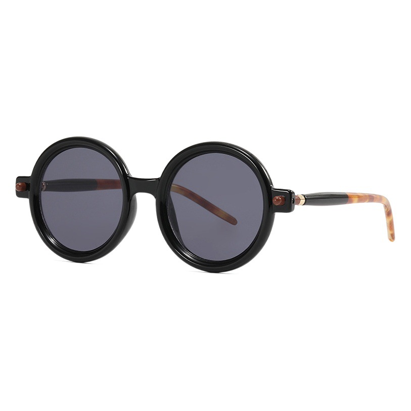 2023 new retro literary tremolo with round frame sunglasses Europe and the United States anti-ultraviolet sunglasses cross-border wholesale