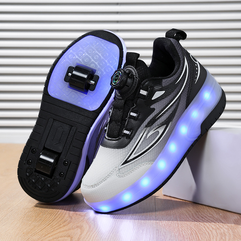Picture of Trendy Children's Wheeled Invisible Self-Balancing Shoes Single Wheel Double Wheel Skates Double Wheel Transforming Shoes Automatic Button Retractable