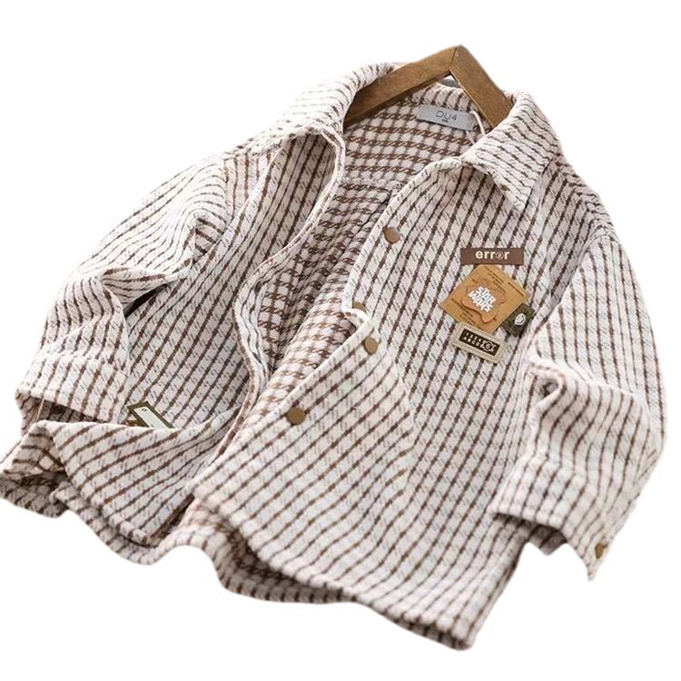 Picture of Boys Coat Autumn Coat Large Children Plaid Shirt Long Sleeve 2025 New Boys Casual Autumn Outer Wear Top