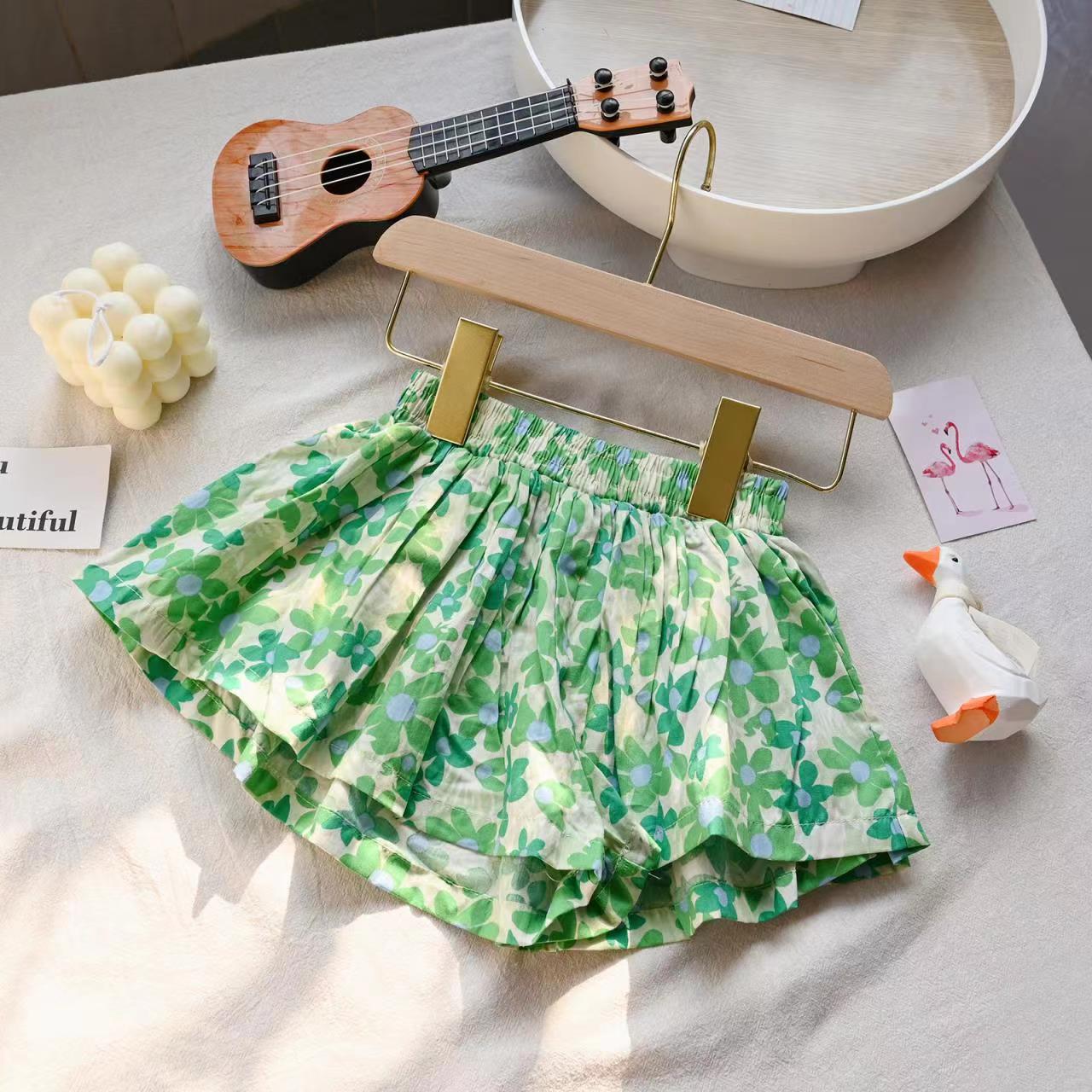 Floral Culottes Girls Shorts Skirt 2023 Summer New Fashion Korean Style Kidsren's Baby Hot Pants Outer Wear Pants Sweet