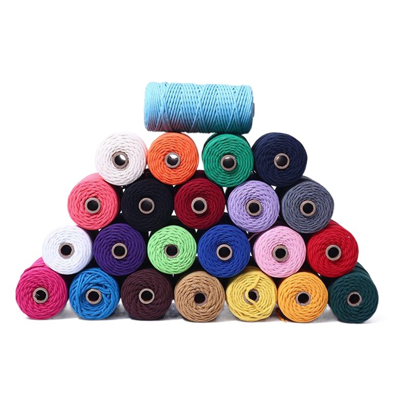 3mm Colorful Cotton Thread Cotton Rope Bundling Rope Cotton Thread Braided Rope Handmade DIY Decorative Rope Tapestry Braided Rope