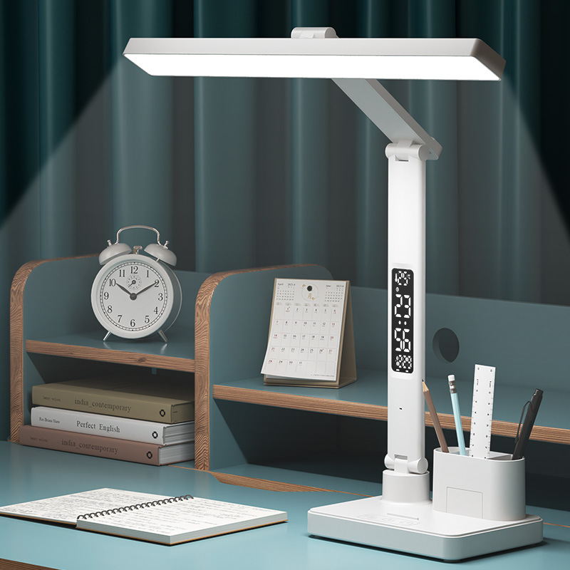 Eye protection clock desk lamp LED learning college student dormitory book desktop reading lamp long life children's bedside lamp