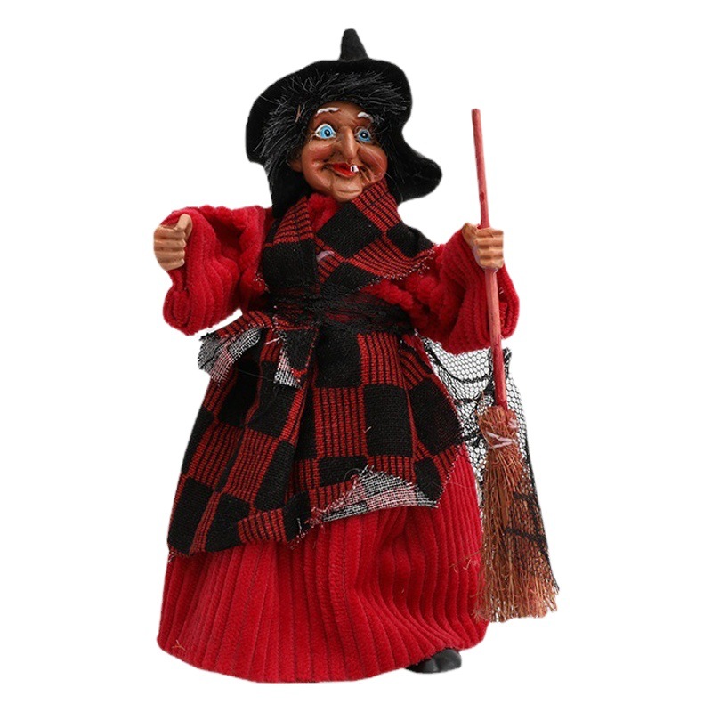 Cross-Border Wholesale Halloween Broom Witch Pendant Haunted House Ceiling Decoration Scene Layout with Hanging Witch