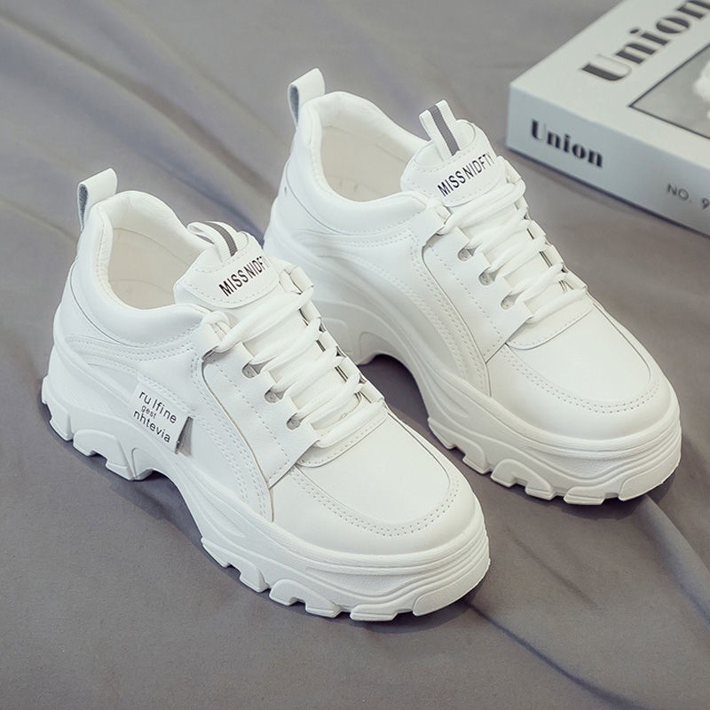 2025 New Torre Shoes Autumn and Winter Increased Thick Bottom White Shoes Women's Sports Leisure PU Shoes Wholesale