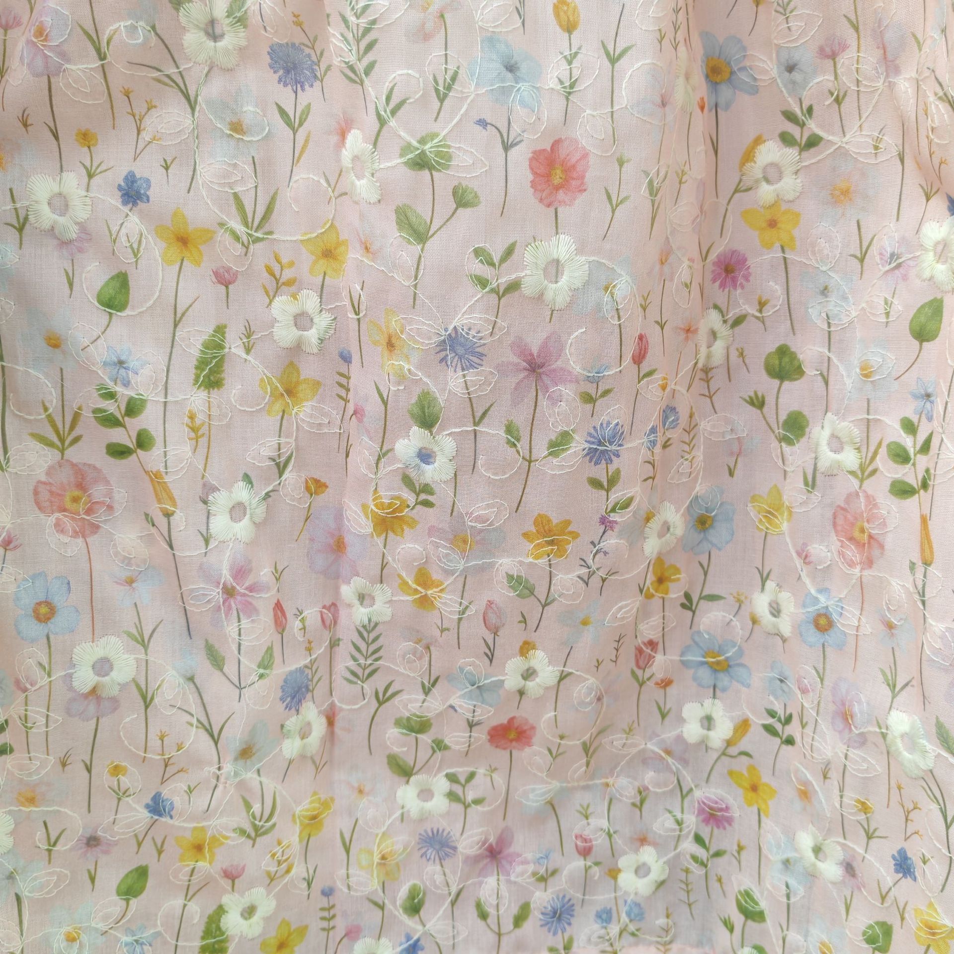 Pastoral fresh small floral chiffon fabric, multi-color printed embroidery DIY dress, qipao loungewear fabric