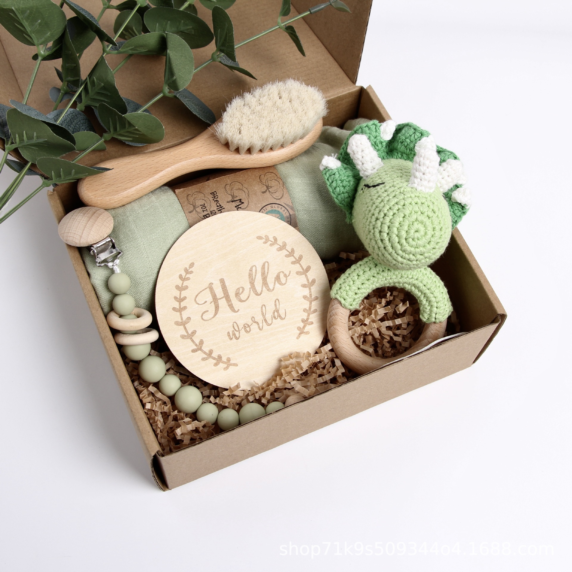 Picture of Baby Shower Gift Rattle Set Cotton Toy Pacifier Clip Blanket