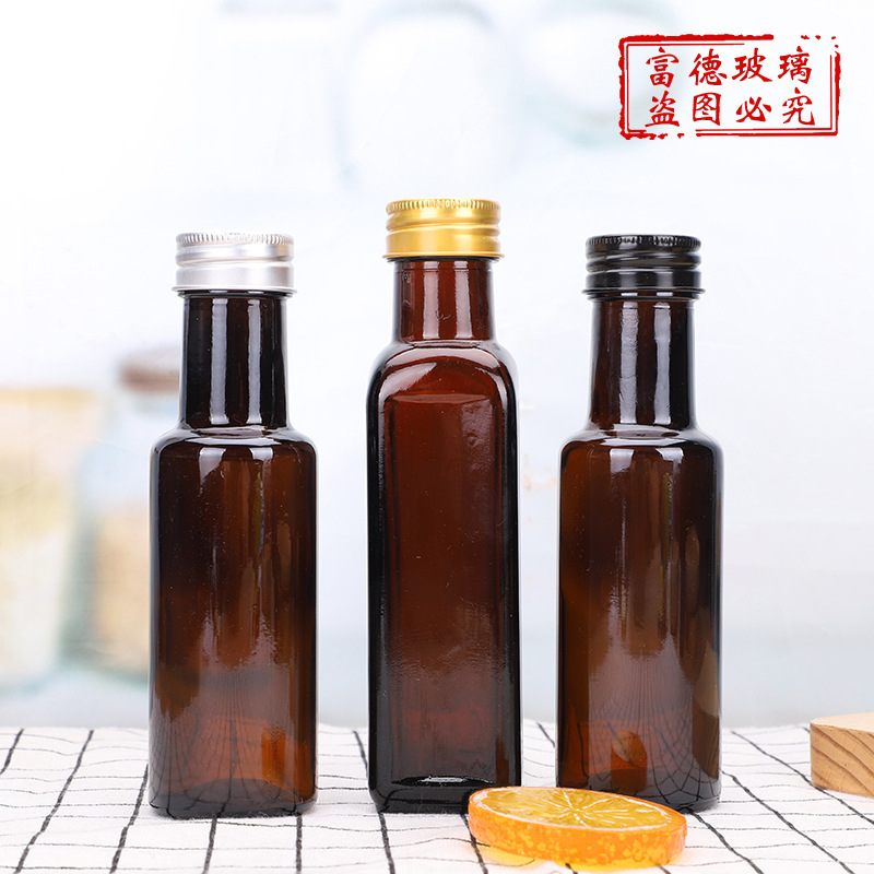 Picture of Brown round bottle linseed oil camellia oil empty bottle multi-specification oil bottle brown square olive oil bottle wholesale