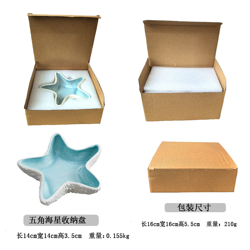 Picture of Mediterranean Sea Star Conch Shell Ceramic Ornaments Storage Basin Ocean Ashtray Hydroculture Bottle Hamster Nest Landscape