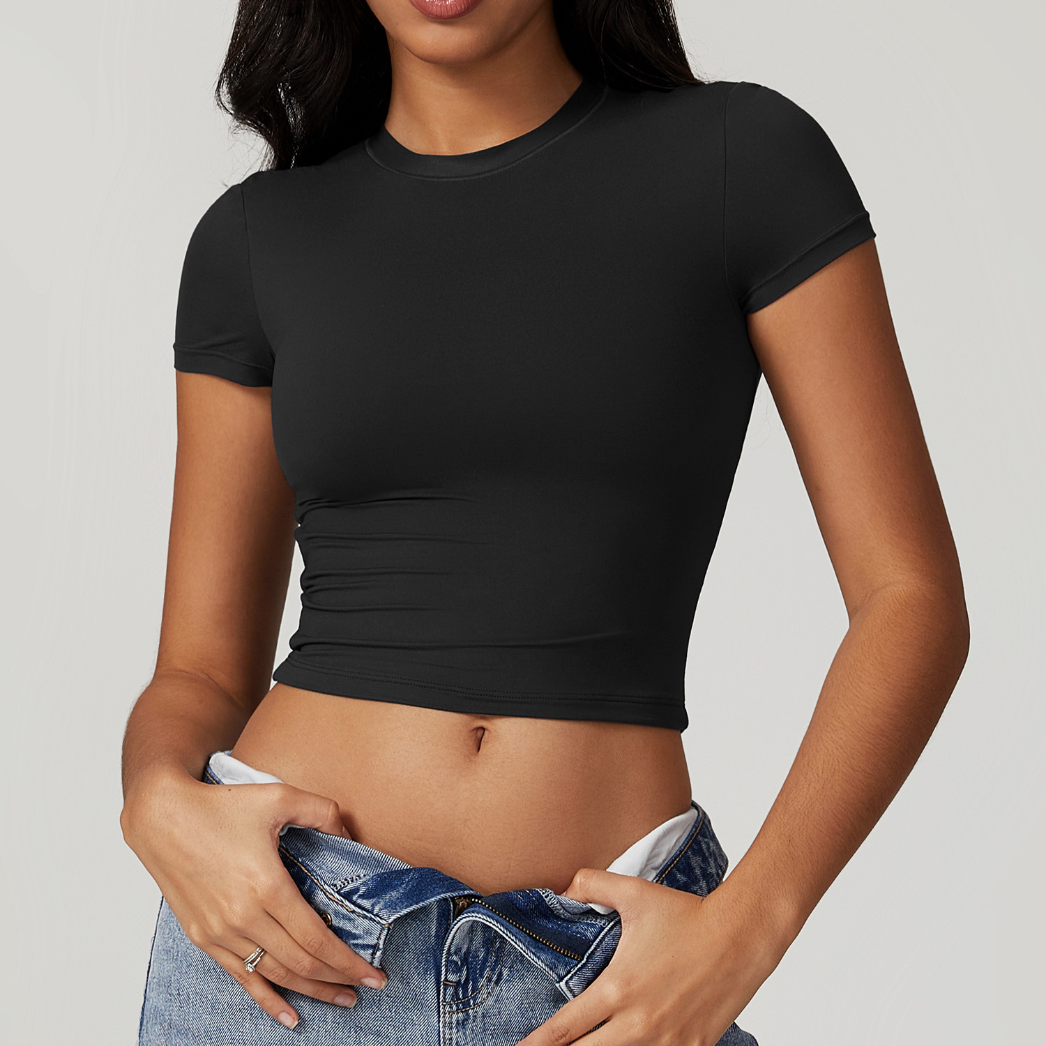 Casual All-Match Tight Quick-Dry Fitness Top Yoga Clothes Running Pilates Sports T-Shirt Short-Sleeved 8743