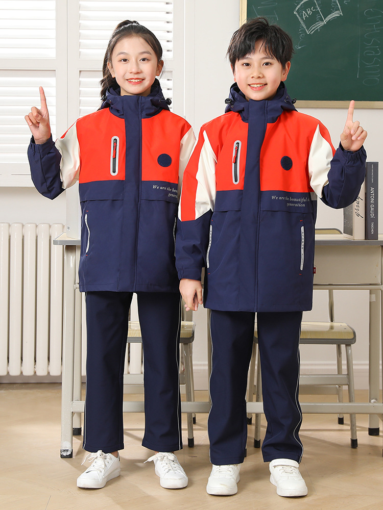 Middle School Uniforms, Outdoor Windbreaker Jackets, Thickened and Windproof, Junior High School and High School Class Uniform Sets