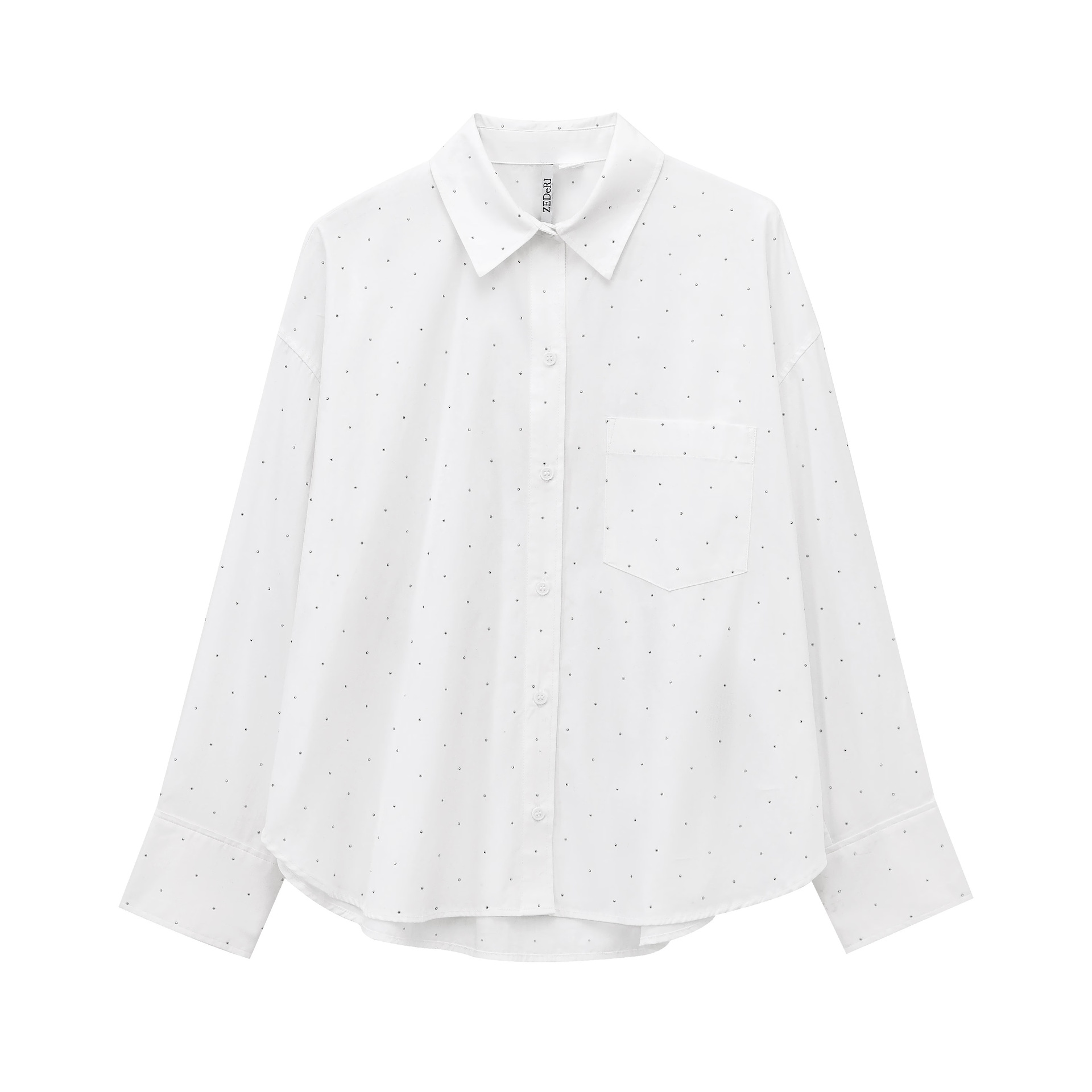 ZA cross-border women's clothing wholesale European and American style spring new water diamond design long sleeve casual shirt 1266764