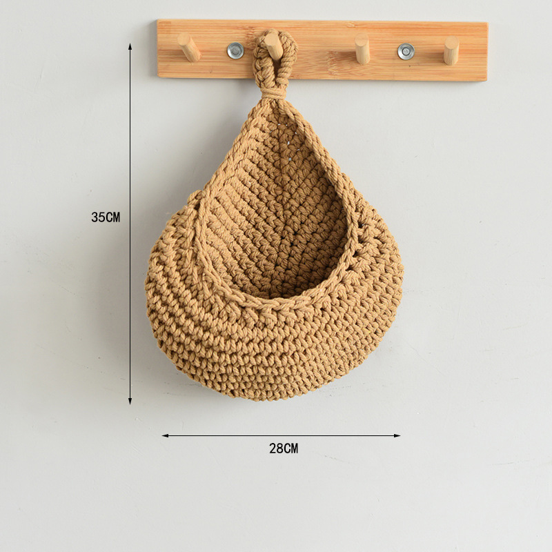 Picture of Water Drop Net Pocket Hand Woven Bird Nest Net Cotton Rope Hemp Rope Crocheted Fruit Storage Bag Vegetable Plant Wall Hanging Pocket