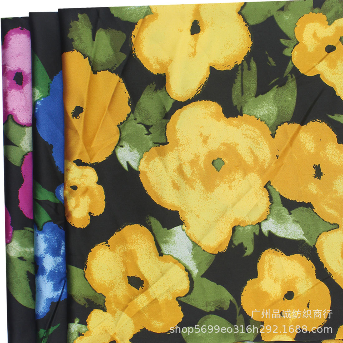 Artificial silk stretch satin printed large flower floral satin printed cloth women's shirt dress pajamas fabric