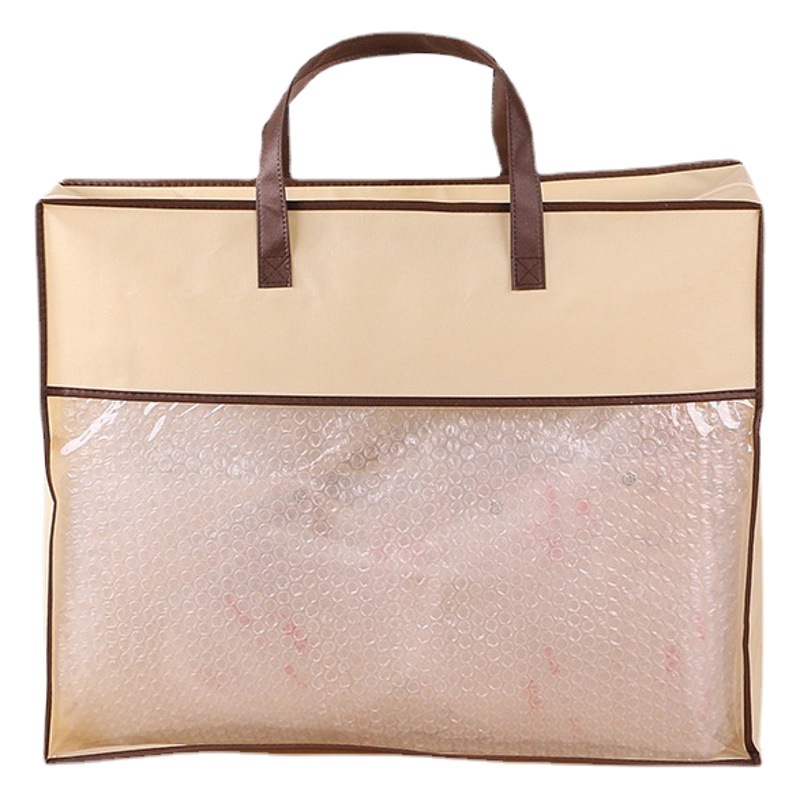 Non-Woven Bag Home Textile Zipper Handbag Transparent Four-Piece Set Quilt Quilt Packaging Storage Dust Bag in Stock