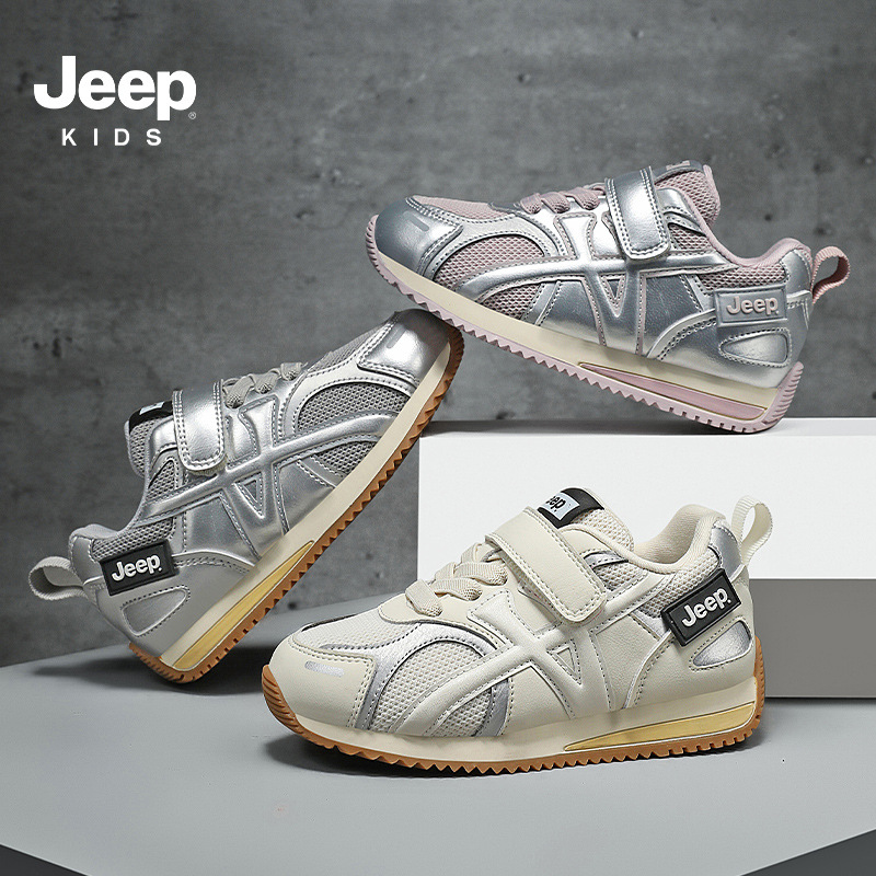 Jeep children's shoes 2025 spring new girls sneaker comfortable lightweight children's shoes breathable mesh men's shoes tide