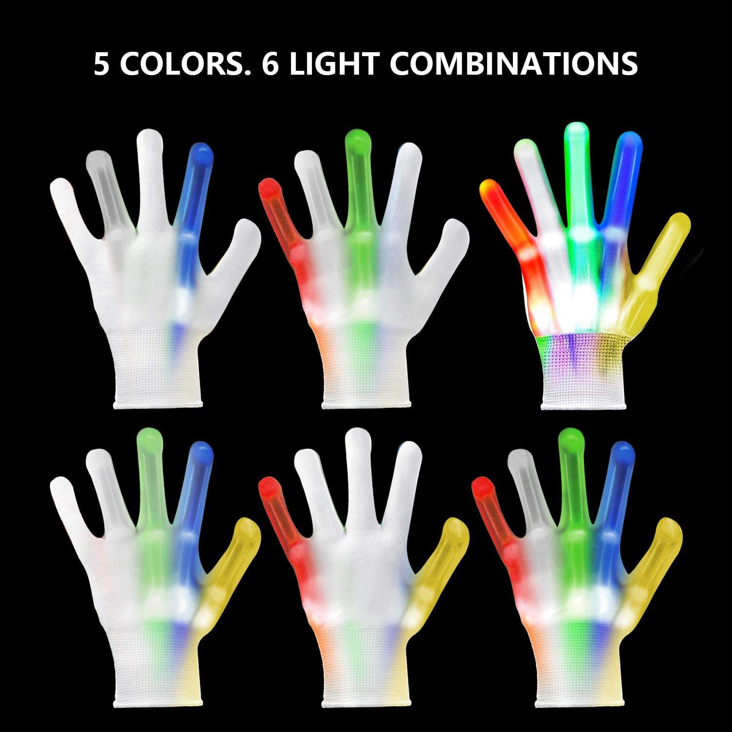 Cross-border new adult children luminous gloves hand bone led luminous gloves rainbow gloves Halloween Christmas