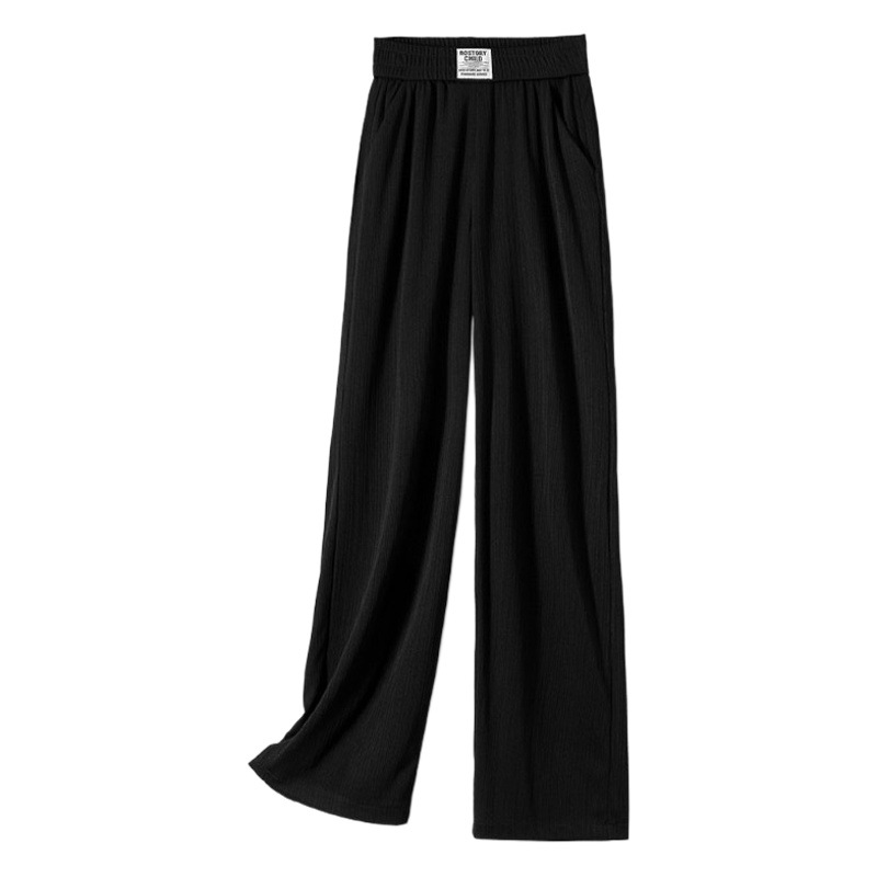 Summer Narrow Ice Silk Pants Straight Leg Pants Wide Leg Pants Women's Casual Pants Flesh Covering Slimming All-match Goddess Pants