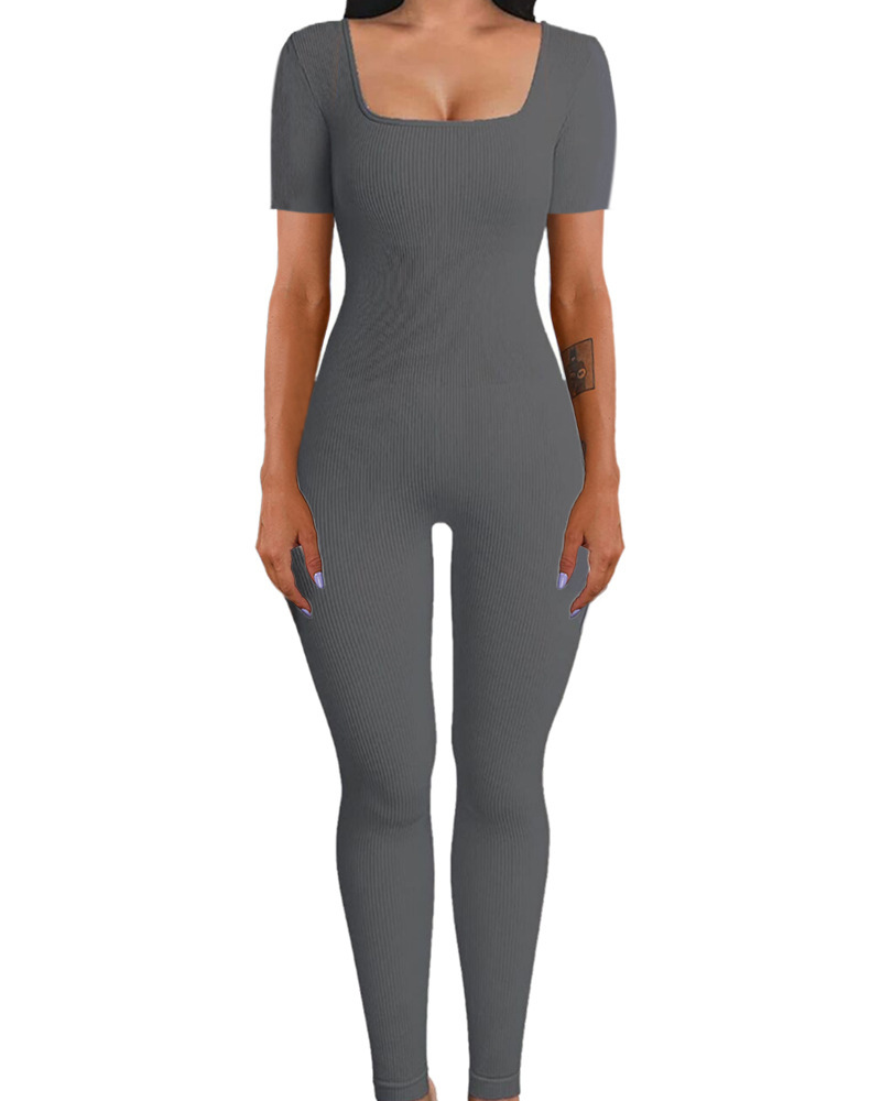 Picture of Amazon European and American Foreign Trade Women's Jumpsuit Autumn and Winter New Thread Square Collar Hip Slim Fit Sexy Jumpsuit