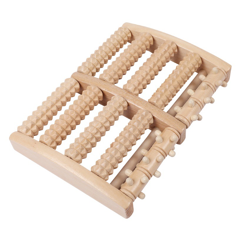 Wooden six-row large roller foot acupuncture massager lettering hand massage home foot massager