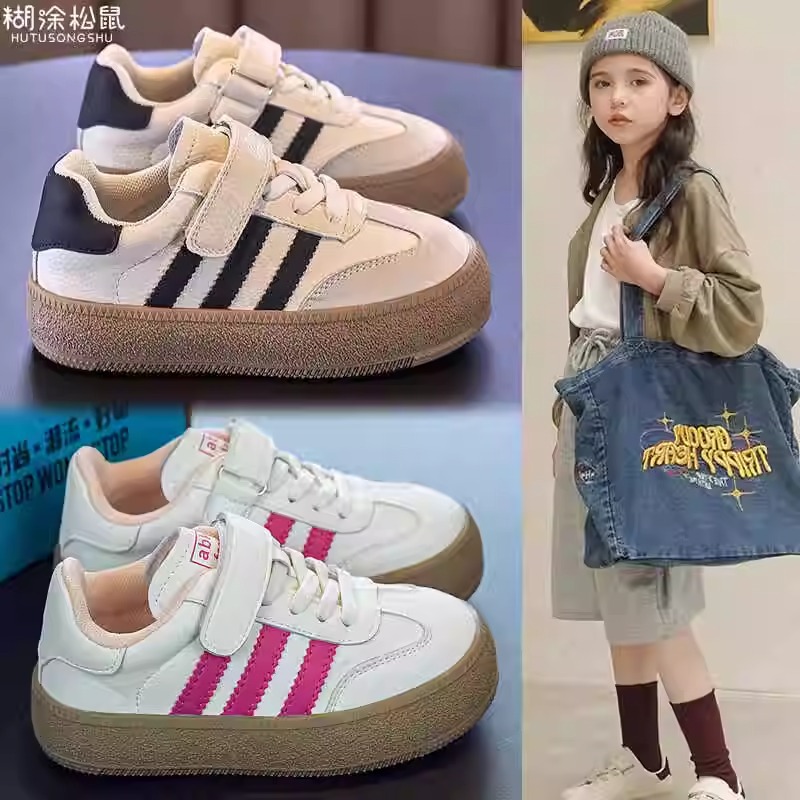 Children's Shoes Boys 2025 New Autum Sneakers Girls White Shoes Black Fleece-Lined Cotton Shoes Boys Autum