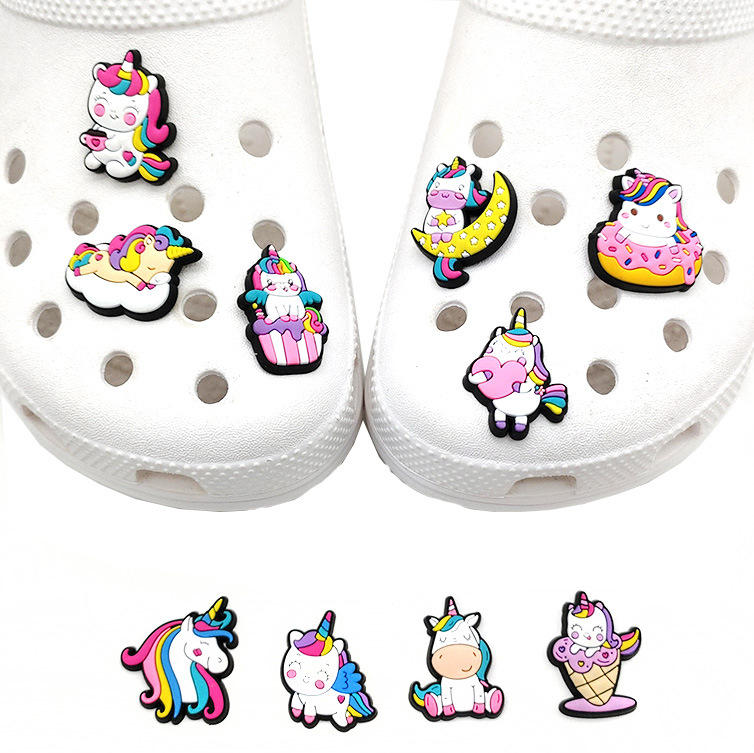 Picture of suit Cute Cartoon Unicorn Shoes Flower Croc Hole Shoes Shoe Buckle Garden Shoes Decorative Buckle