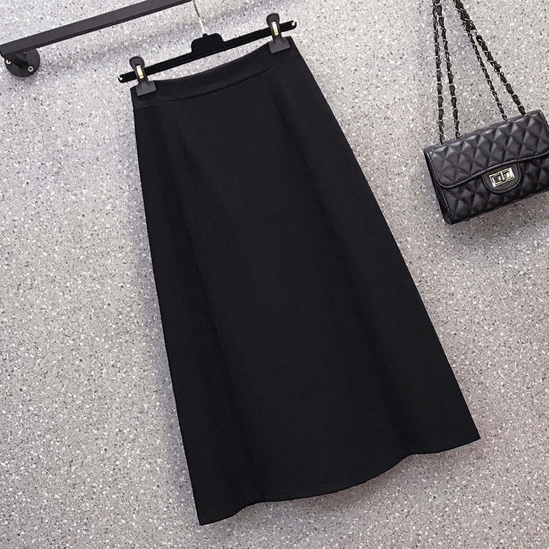 2024 Spring and Summer Black High Waist Slimming Skirt Thin Split A- shaped Mid-length Women's One-step Hip Skirt
