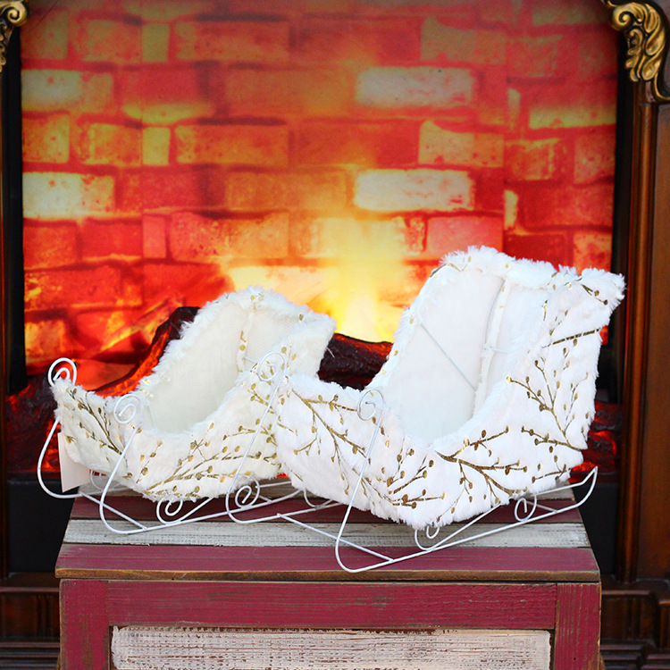 Christmas New Suede Printed Fabric White Snow Car Wine Champagne Table Dress Decoration Ornaments