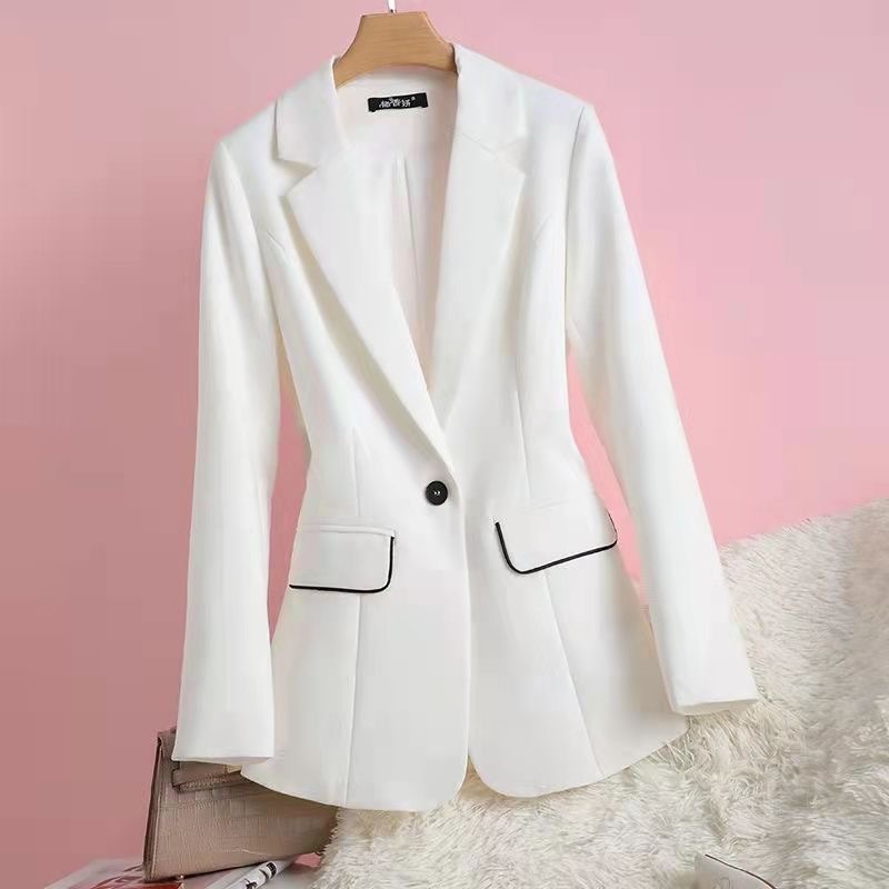 Women's Korean-style suit jacket autumn and winter new small suit slimming elegant top non-ironing waist tight button top