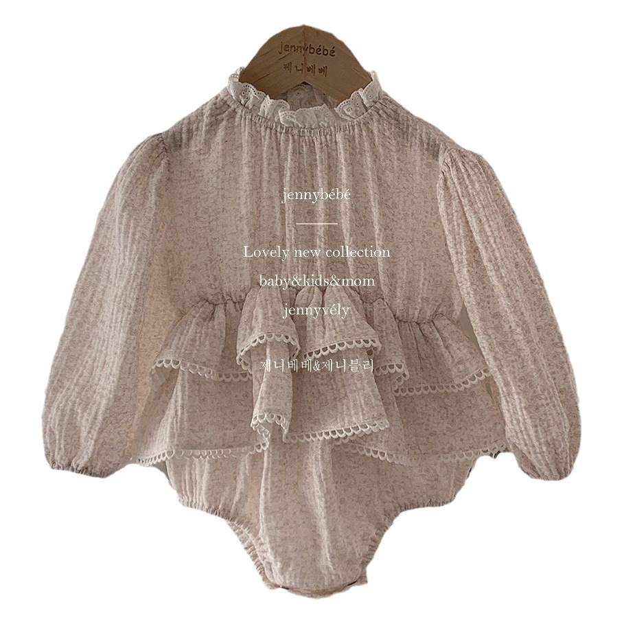 Jennybebe25 Autumn Clothing Infant and Toddler Sweet Lace Romper Baby Girl Small Floral One-Piece Harem Princess