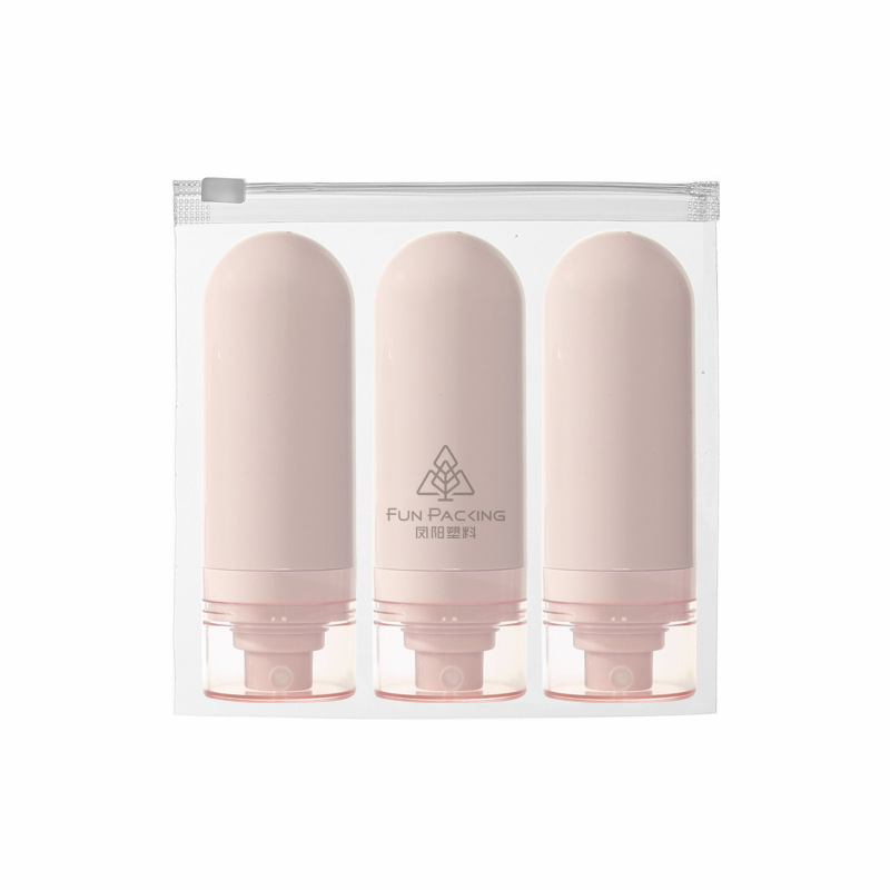 Picture of Travel wash and care suit three-piece PE suede hose bottle portable skin care products wash squeeze facial cleanser sub-bottle