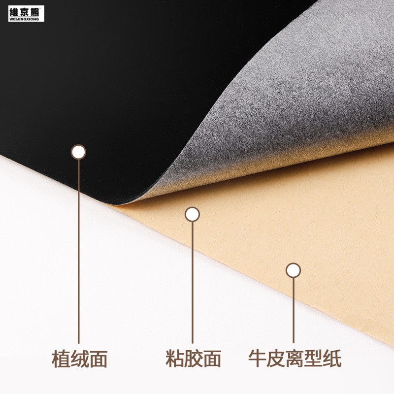 Picture of in stock spunlace bottom black short wool flocking cloth adhesive flannel renewable flocking cloth jewelry gift box self-adhesive flannel