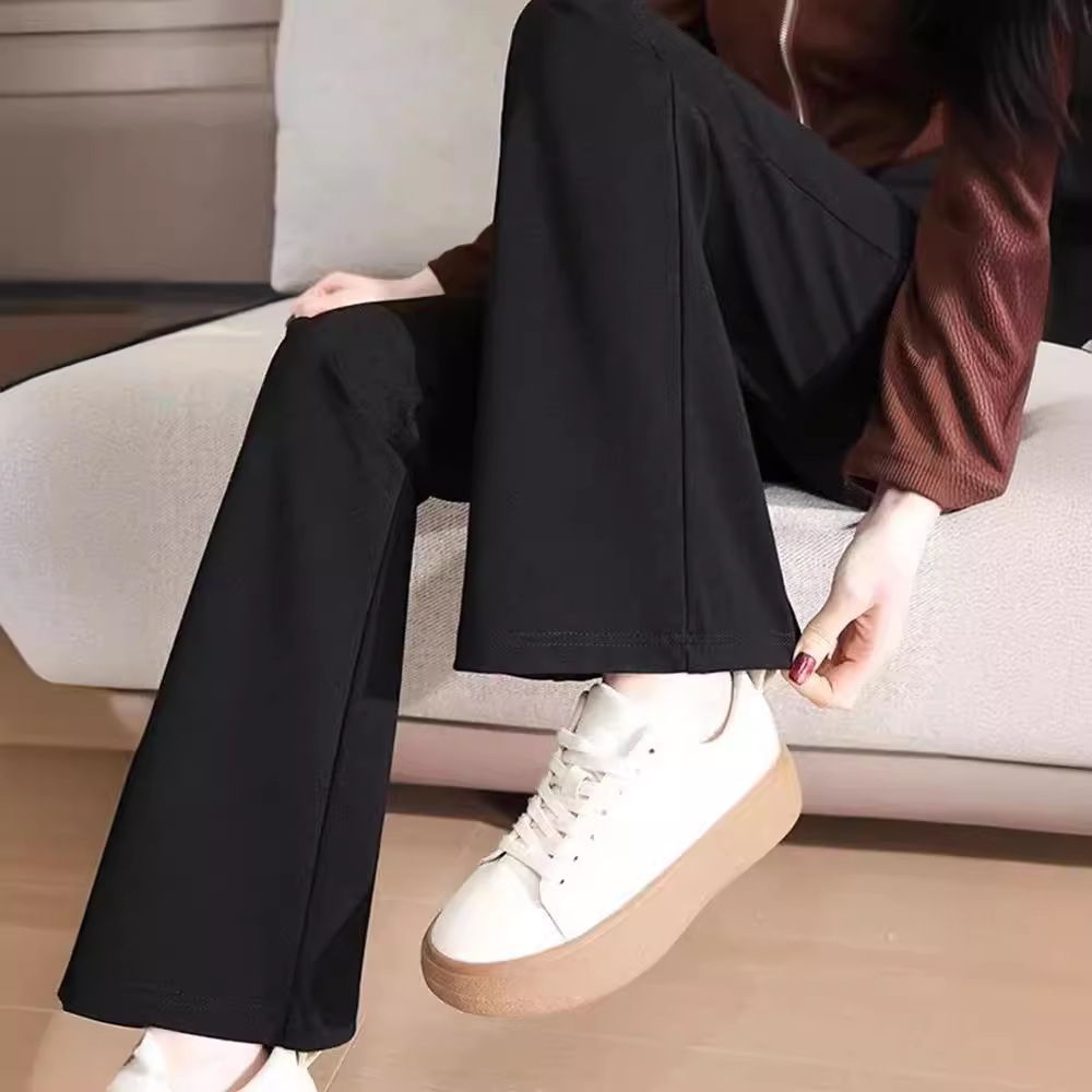 2024 New Black Casual Pants Women's Autumn High Waist Slim-Fit Slimming Flare Pants for Middle-Aged Women's Pants