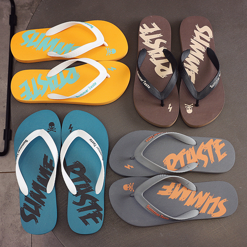 Men's flip flops summer outdoor wear shopping non-slip trendy slippers boys all-match student beach sandals