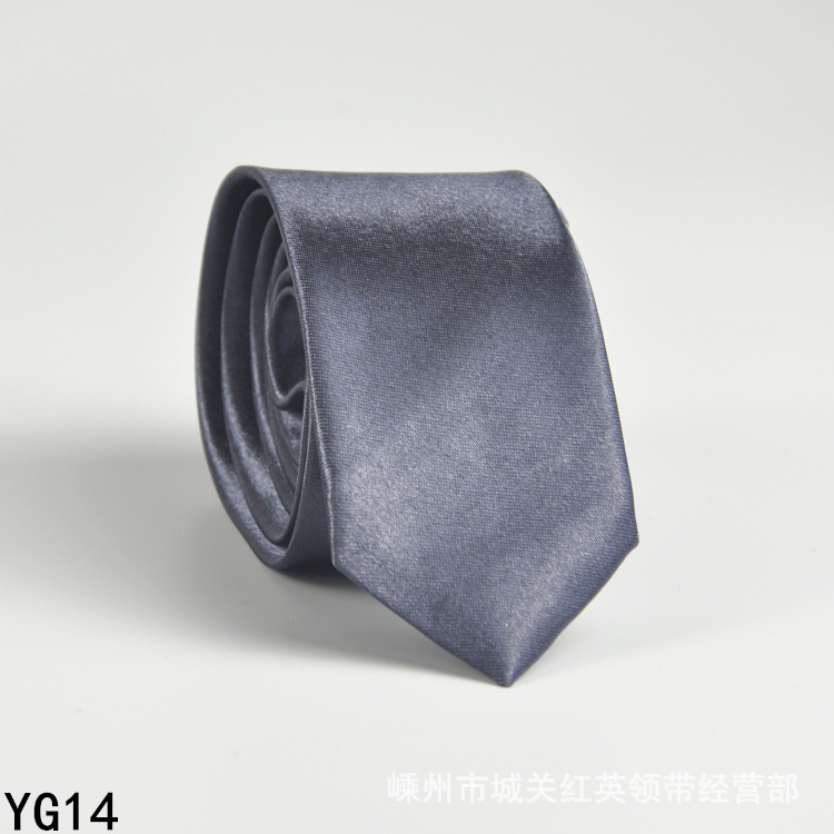 Picture of Solid color tie men's casual 5cm Korean style artificial silk narrow tie for workplace wedding business administrative wholesale