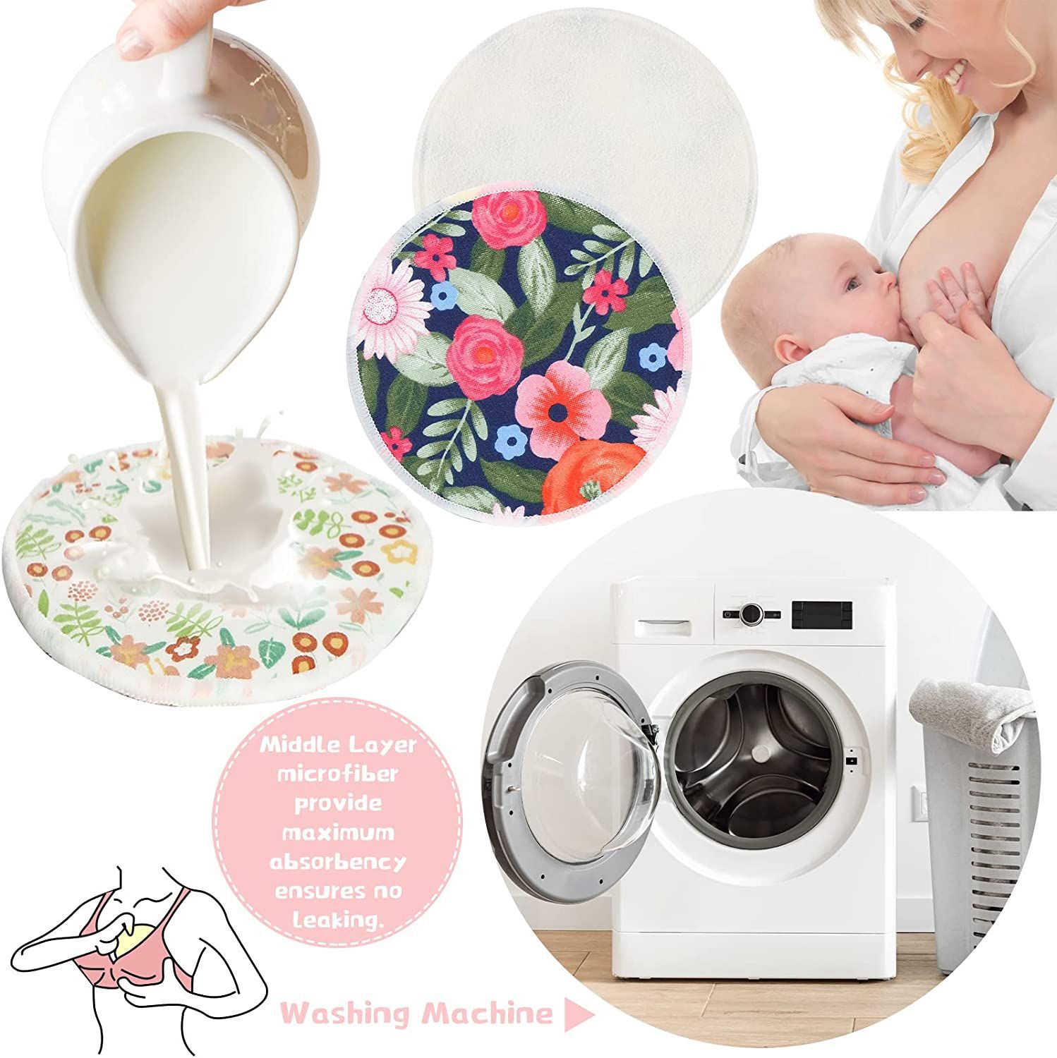 Picture of Cross-border Hot Sale Anti-overflow Milk Mat Washable Bamboo Fiber Breathable Breast-feeding Mat Leak-proof Breastfeeding Mat