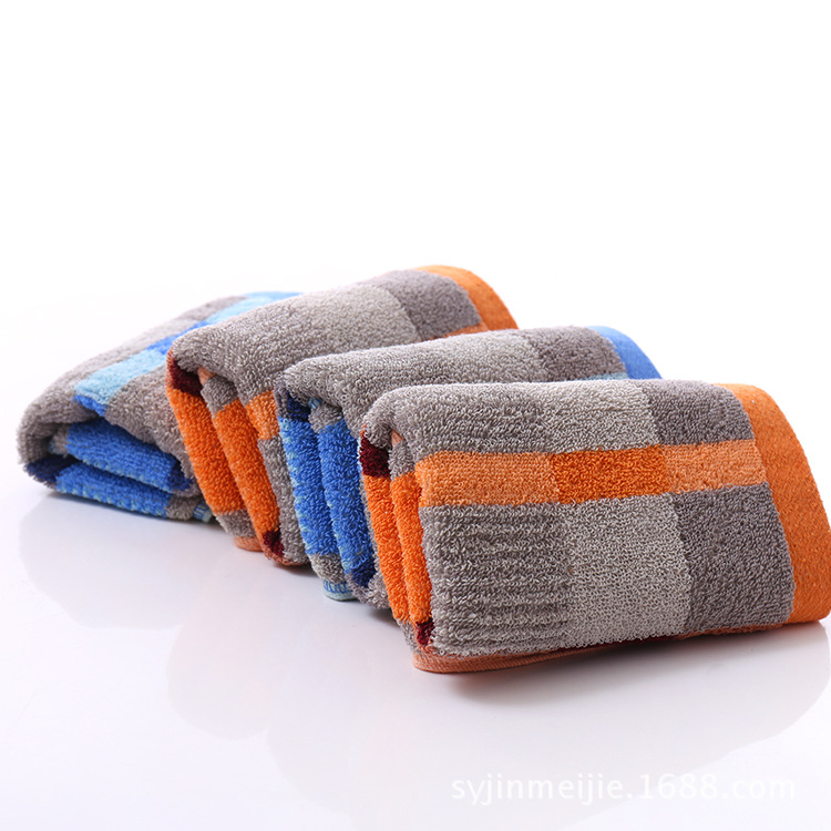 Picture of Manufacturer Wholesale Cotton Absorbent Towels, Thickened Dark Plaid Gift Stock, Wholesale Supplier, Super Thick Plaid Face Towels