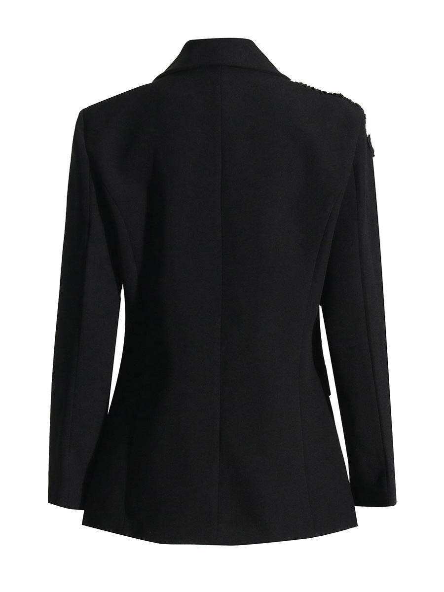 Picture of Designed Pure Color Small Suit 2025 Autum New Fashion Lapel Splicing Heavy Industry Decorative Flap Pocket Pants Splicing Jacket