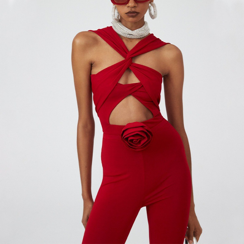 2024 European and American New Arrival one-piece Swimsuit Flower Decorative Sling Sexy Swimsuit Women's High-end Ins Swim Suit