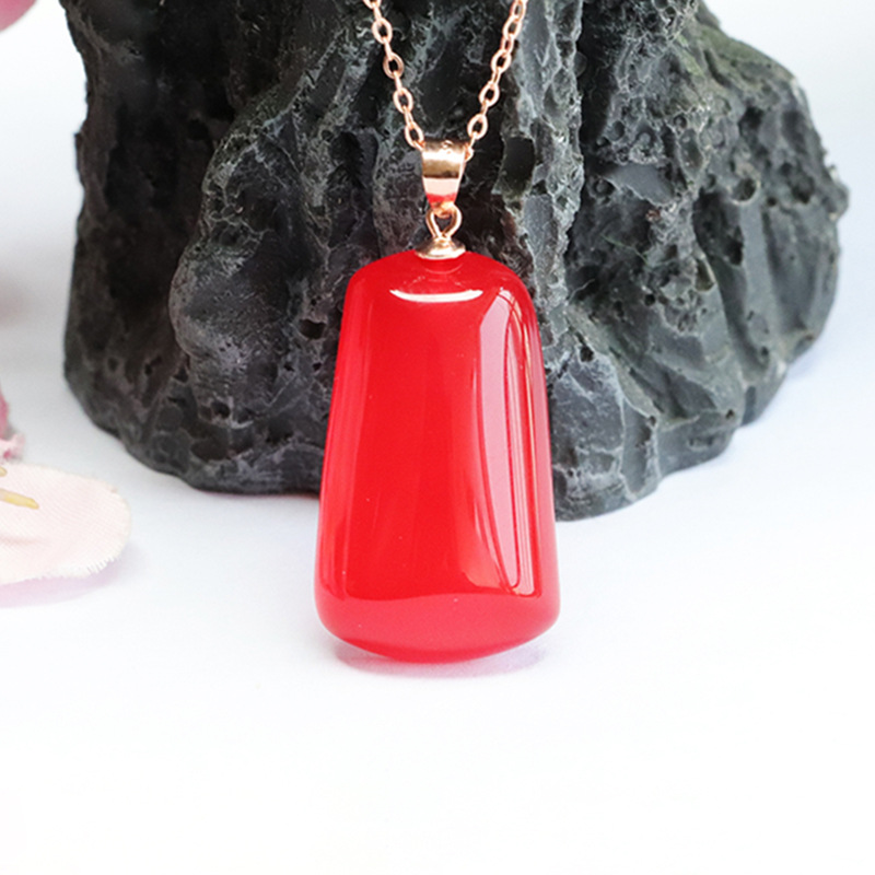 As soon as Yu S925 silver inlaid red agate pendant nothing card necklace crystal factory wholesale on behalf of MN3030205