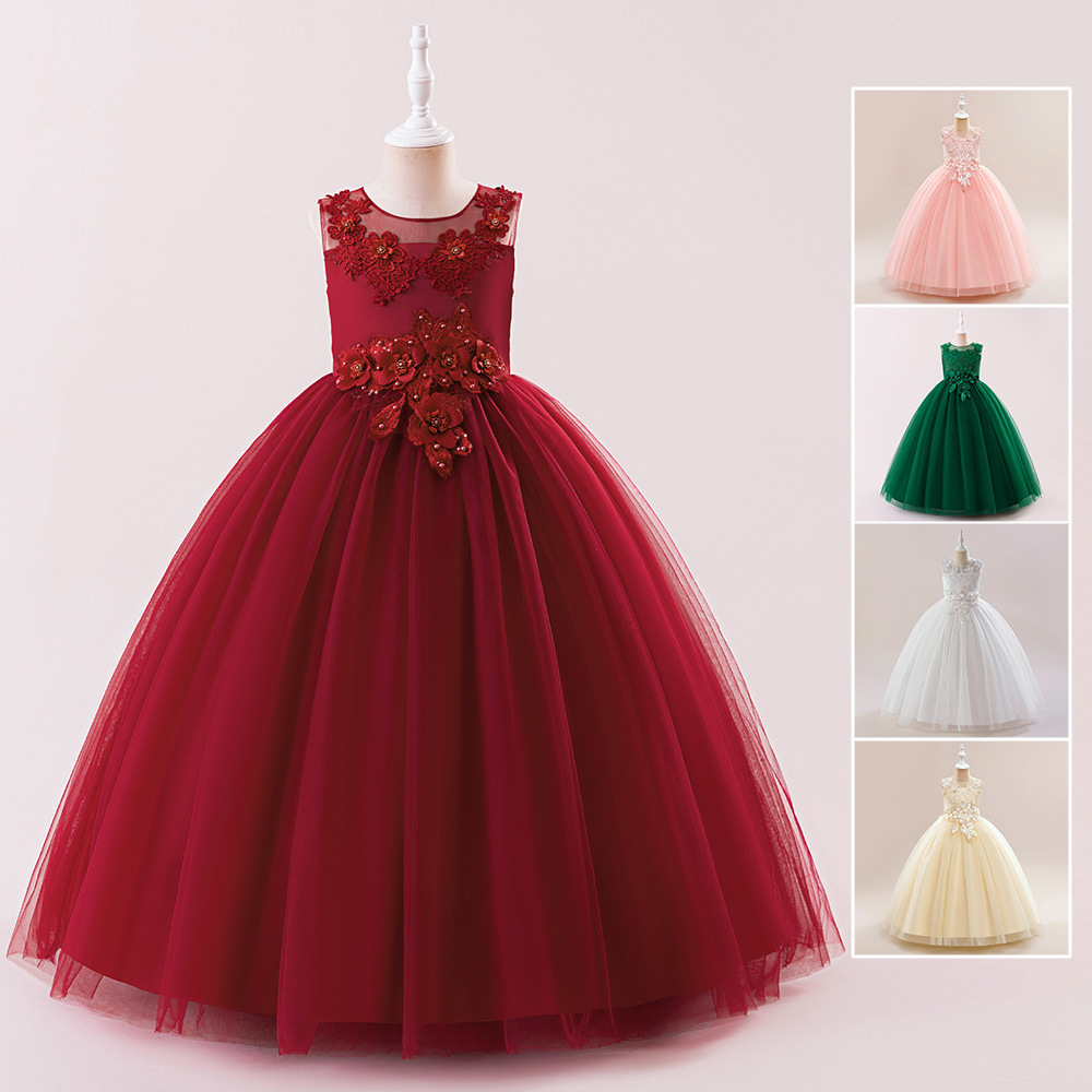 Girls Host Dress Children's Dress Embroidered Lace Princess Dress Little Girls dress flower dresse